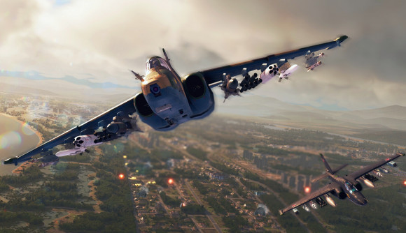 Broken Arrow beta: Two military jets flying over a city
