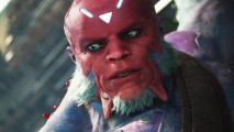 Concord characters: a bald, heavy-set alien with a red face and blue facial hair