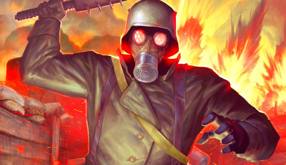 Conscript Steam horror game: A soldier in a gas mask from Steam horror game Conscript