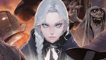 Artwork of a white-haired woman standing in front of several demonic creatures in Dragon is Dead.