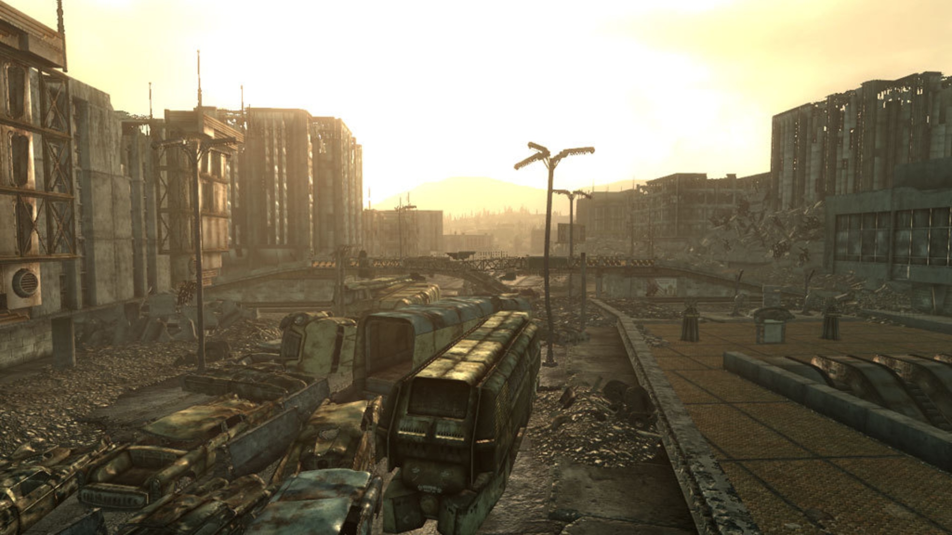 Fallout Vaults: An abandoned street in Bethesda RPG Fallout 3