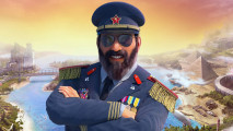 Humble Bundle Tropico: A man wearing a military uniform adorned with medals and sunglasses smiling with his arms folded