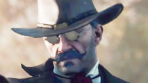 Hunt Showdown is about to get cheaper forever, but there's a catch: A man with a moustache, cowboy hat, and circular glasses, from Hunt Showdown.
