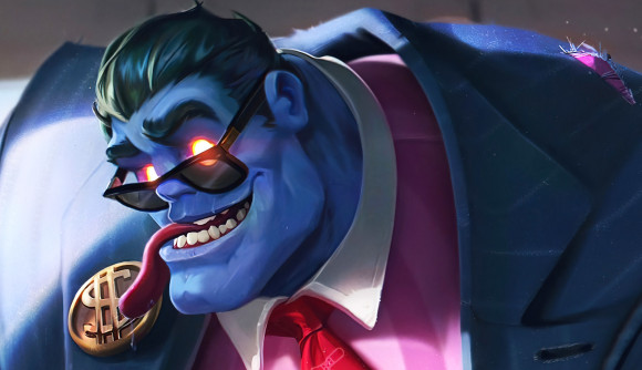 League of Legends spent: Corporate Mundo with his blue-purple skin and sharp suit