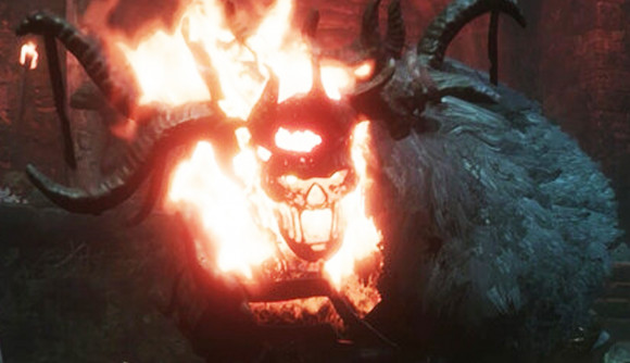 New Sker Ritual map fills this Left 4 Dead competitor with damnation: A flaming skull boss roars.