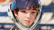 The First Descendant Nexon Apology loot farm: a young woman in a sort of astronaut glass dome helmet
