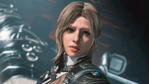 The First Descendant player count: A woman with medium length hair looks with a concerned expression