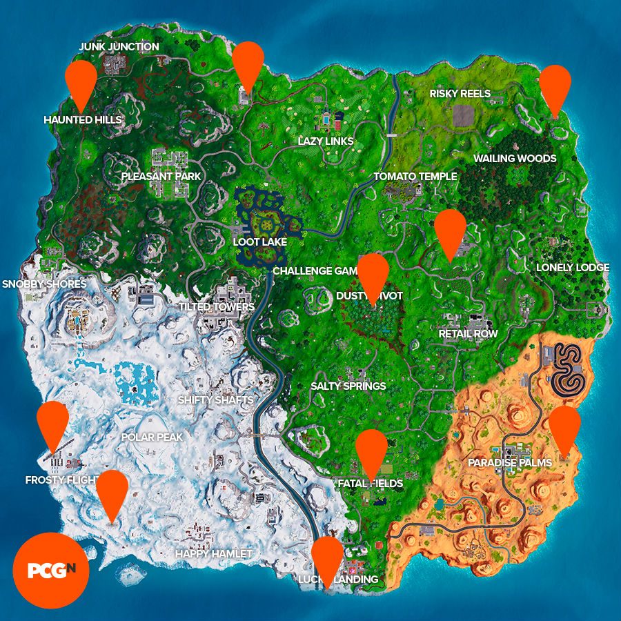 All The Locations Of The Golden Balloons In Fortnite All Fortnite Golden Balloons Locations Where To Pop Golden Balloons Week 9 Challenges Pcgamesn