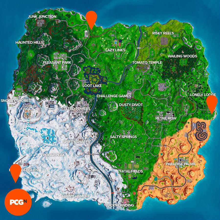 Fortnite plane timed trials locations map