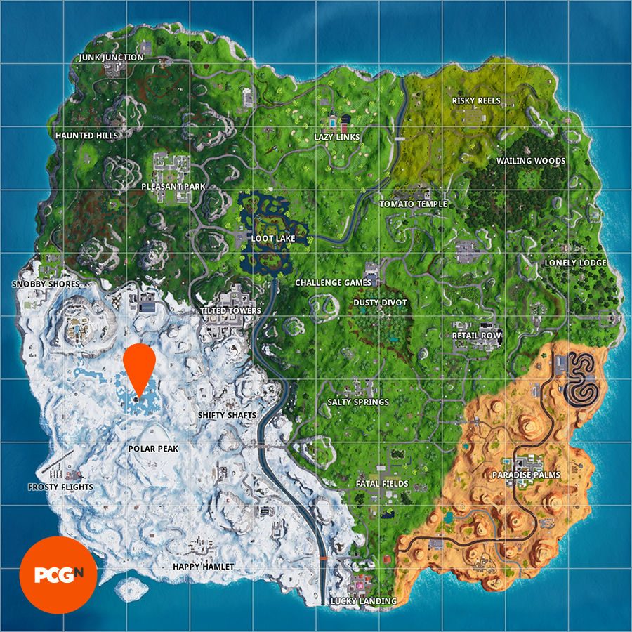 Where Is A Frozen Lake In Fortnite Fortnite Frozen Lake Location Where To Use Keep It Mello At A Frozen Lake Showtime Challenges Pcgamesn