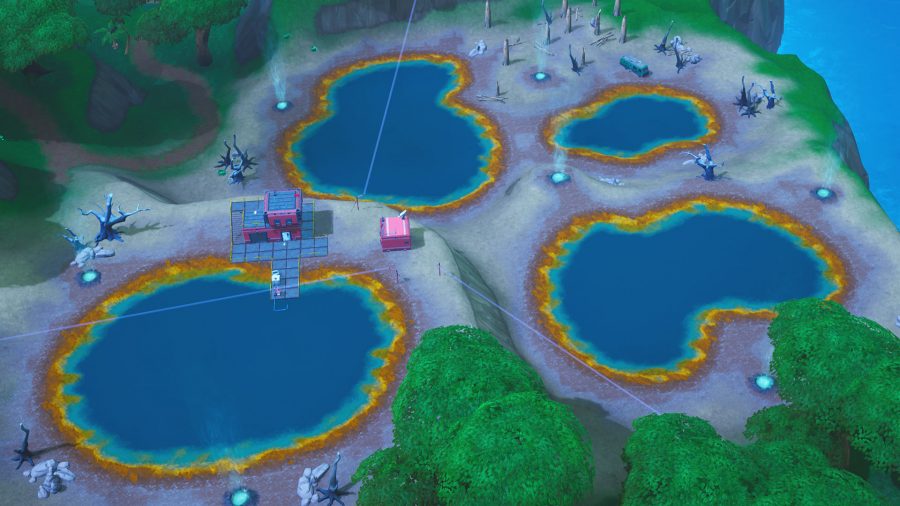 Fortnite Where Is Hot Sping Challenge Fortnite Hotsprings Where To Dance Between Four Hotsprings Pcgamesn