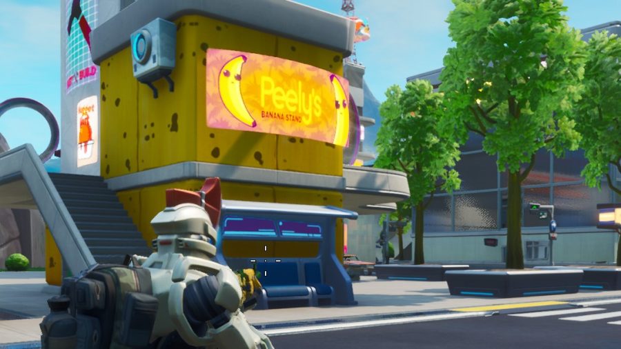 Peely Banana Fortnite Stand Fortnite Fortbyte 51 Accessible By Using The Cluck Strut To Cross The Road In Front Of Peely S Banana Stand Pcgamesn