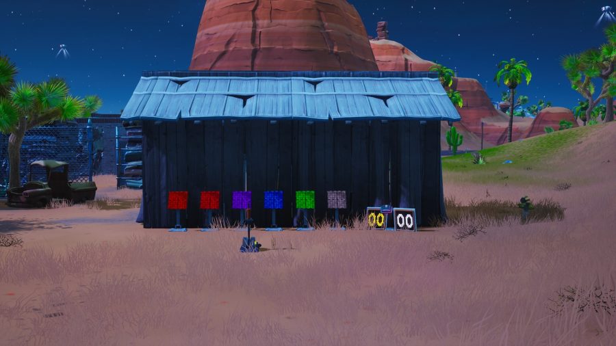 Fortnite Outside Picture Fortnite Fortbyte 28 How To Solve The Pattern Match Puzzle Outside A Desert Junkyard Pcgamesn