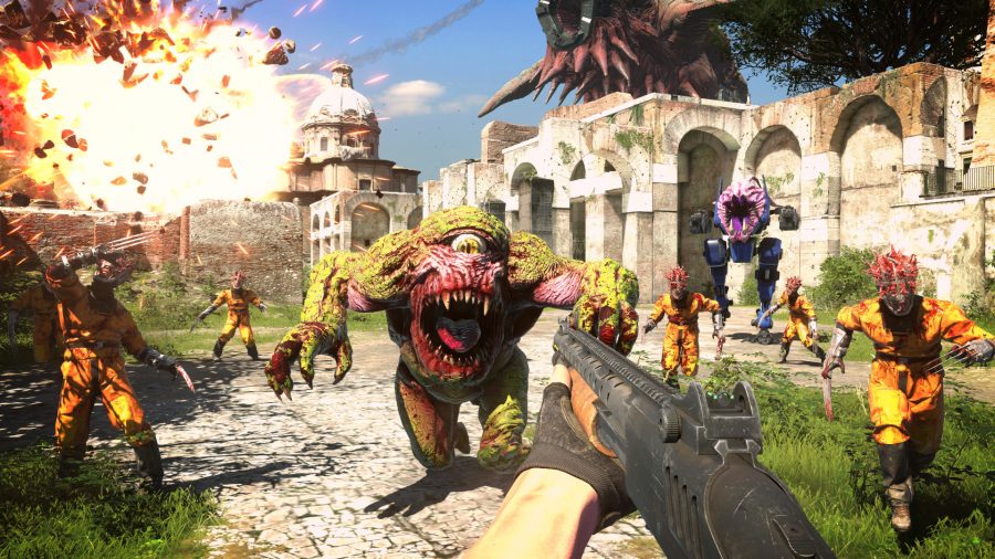 Steam Uutiset Pcgamesn Serious Sam 4 Has Three Shotguns Because If It S Fun We Re Going To Include It