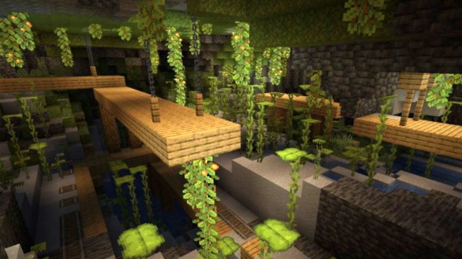 Pcgamesn Minecraft Devs Reveal Lush Caves Biome And Enhanced Shader Support Steam News