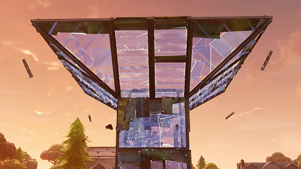 here s what happens if you drop a fortnite port a fort inside a building - fortnite building png